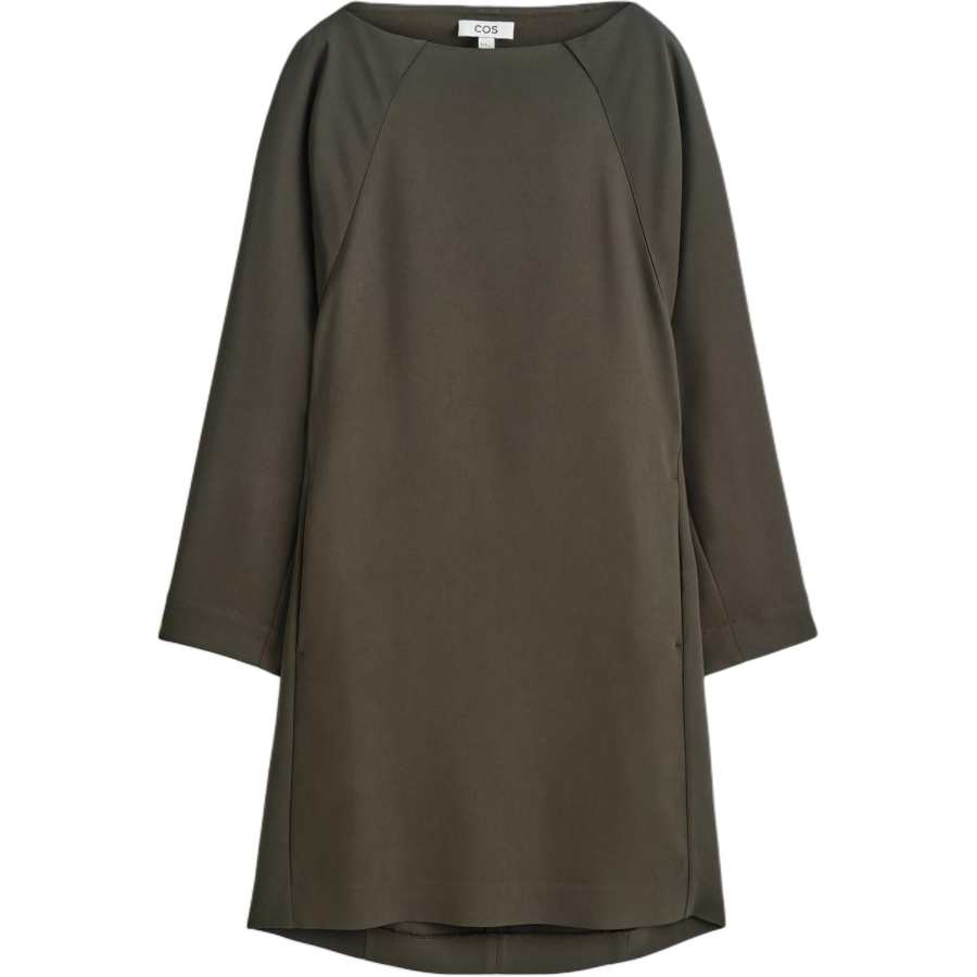 COS Long Sleeved Dresses Women's Brown Crew Neck Moderate Short