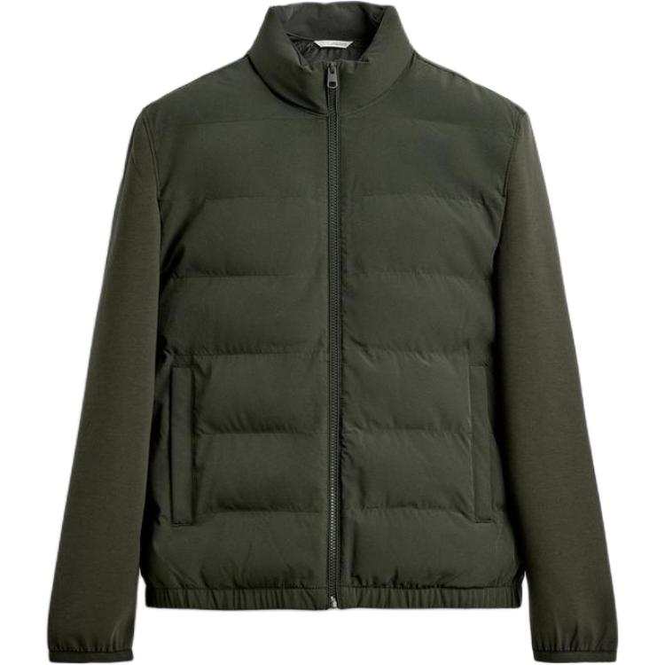 ZARA Puffer Jackets Men's Khaki Stand Collar Moderate Puffer Jacket