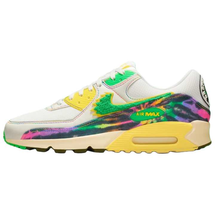Nike The Grateful Dead X University Of Oregon x Nike Air Max 90 Running Shoes Men's Green Yellow
