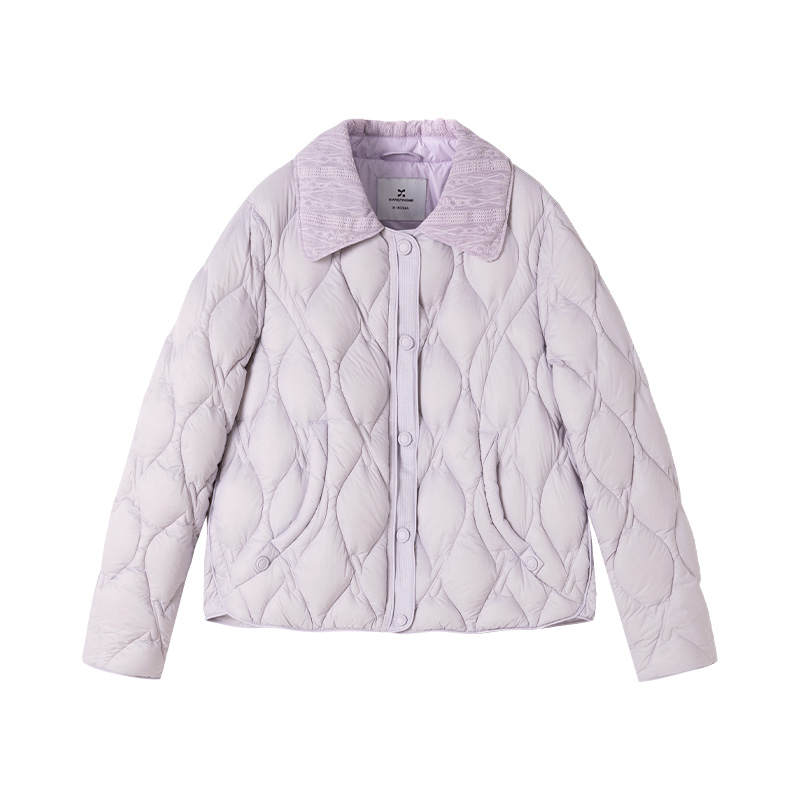XIANGYING Down Jackets Women's Purple Lapel Lightweight Puffer Jacket