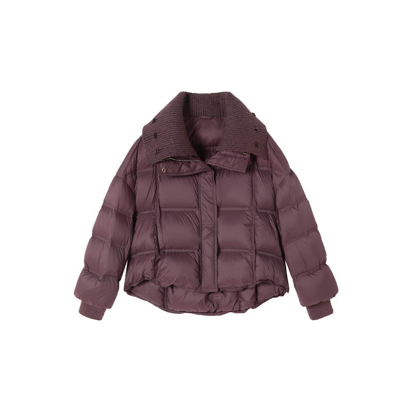 XIANGYING Down Jackets Women's Burgundy Lapel Thickened Puffer Jacket
