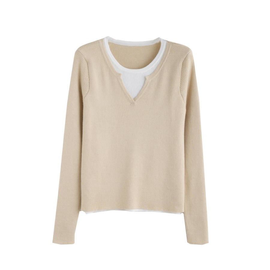 Tonlion Knitwear Women's Apricot Crew Neck Moderate