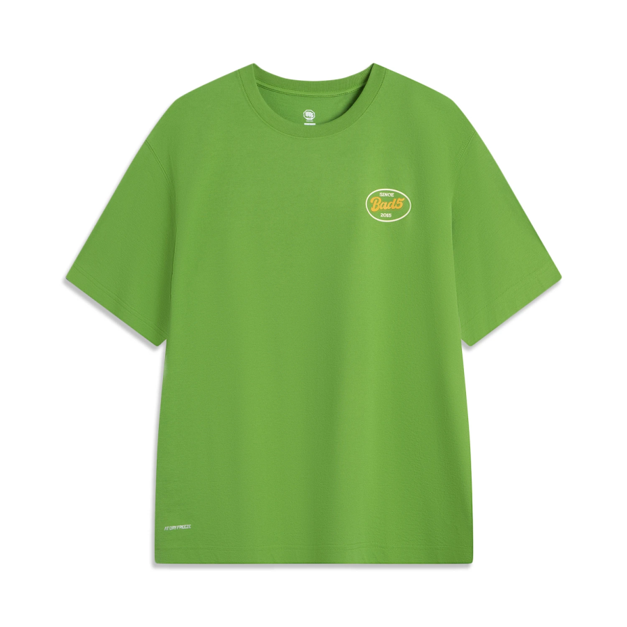 Li-Ning Li Ning T Shirts Men's Willow Green Crew Neck Moderate Straight Fit