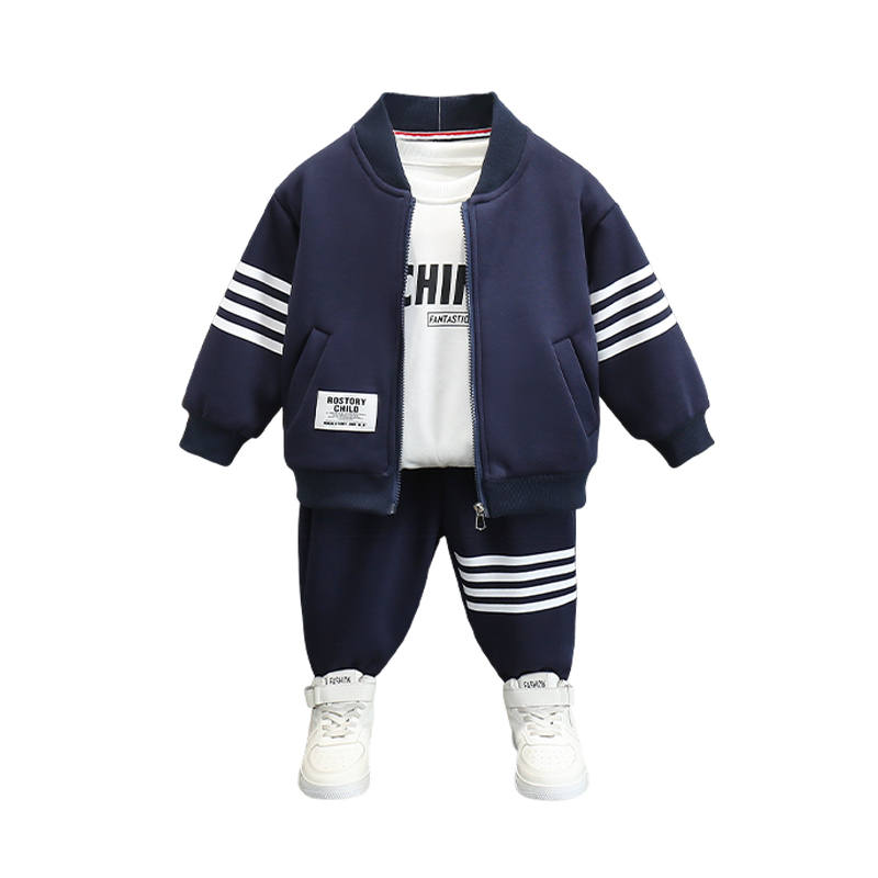 Lanza Casual Sportswear Winter Fleece Lined Fashion Stand Collar Two Piece Set Children Aged 3 7 Years Old