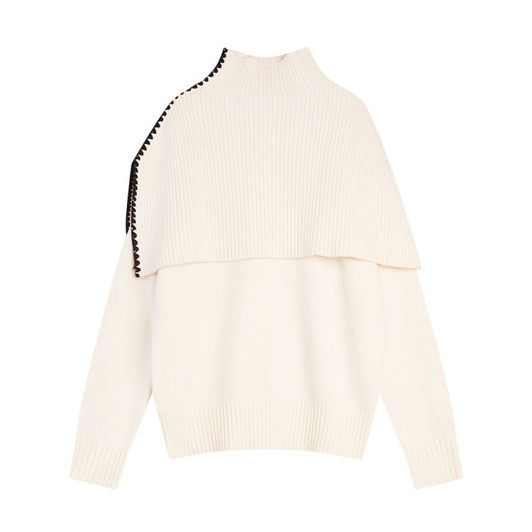 ELLE Casual Suits Women's Ecru Crew Neck Moderate Two Piece Set