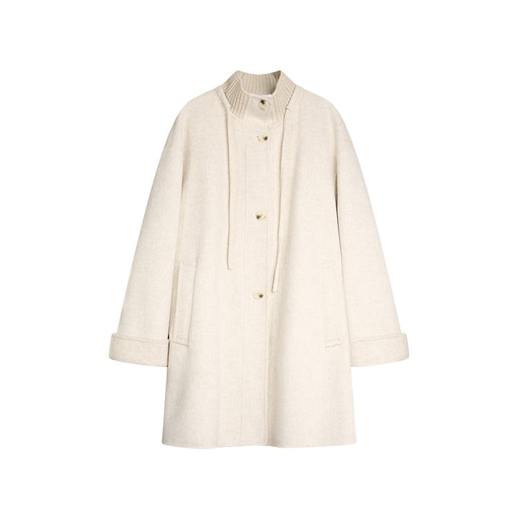 ELLE Coats Women's Oat Stand Collar Moderate Straight Fit