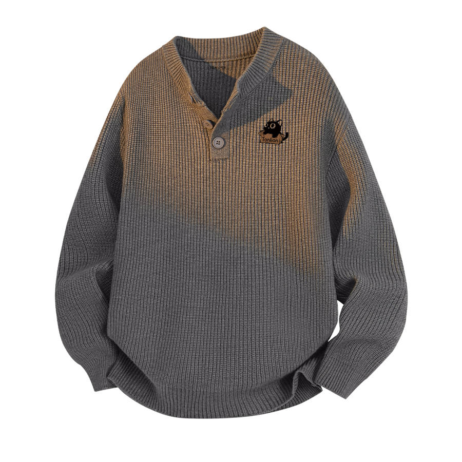 Tonlion Knitwear Unisex Henry Collar Thickened A Line