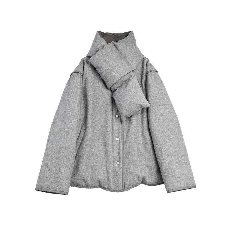 ELLE Down Jackets Women's Dark Gray Reversible Crew Neck Moderate