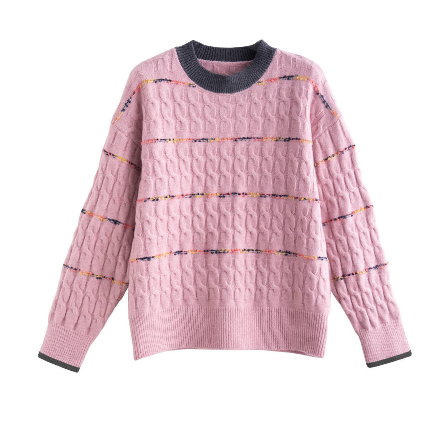 Tonlion Knitwear Women's Pink Crew Neck Moderate