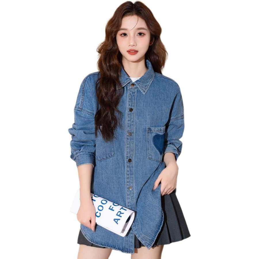 Tonlion Shirts Women's Medium Blue Lapel Moderate Straight Fit