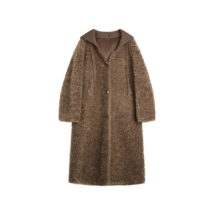 ELLE Velvet Jackets Women's Coffee Hooded Moderate
