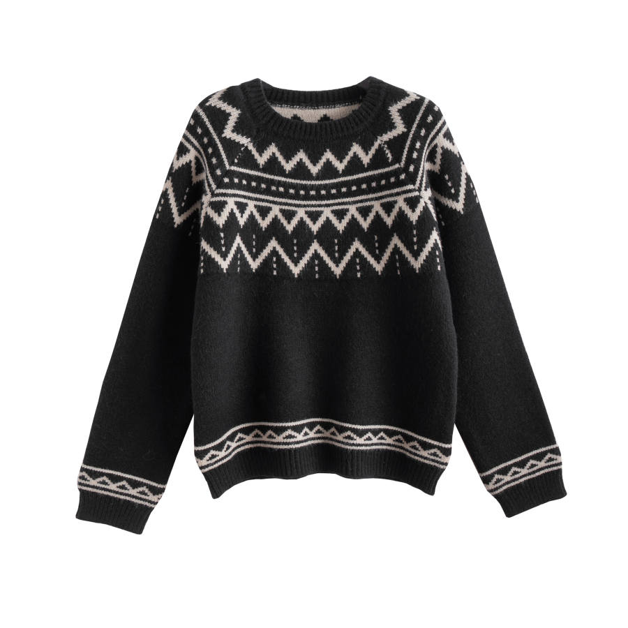 Tonlion Knitwear Women's Black Tone Crew Neck Moderate
