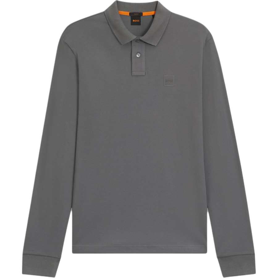 HUGO BOSS Polo Shirts Men's Gray Polo Collar Moderate Straight Fit
