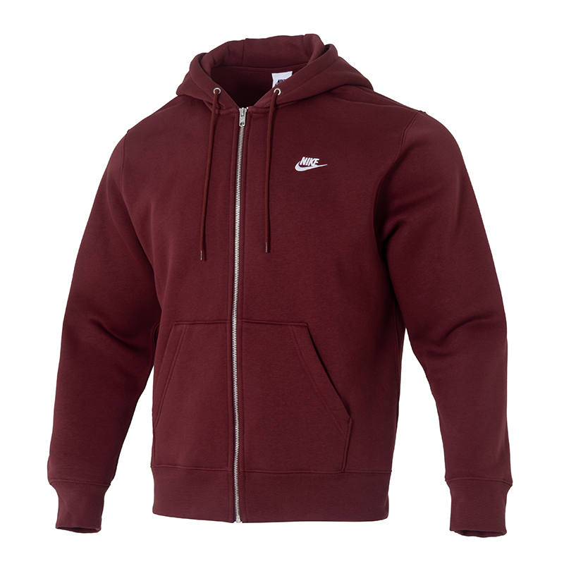 Nike Nike Club Fitness Sports Classic Embroidery Comfortable Fleece Lined Thermal Jacket Men's Dark Red