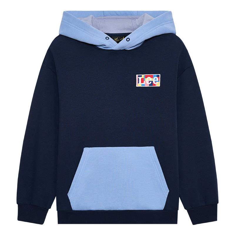 LEE KIDS Sweatshirt Thickened And Fleece Lined Thermal Drop Shoulder Loose Fit Hooded Teenagers