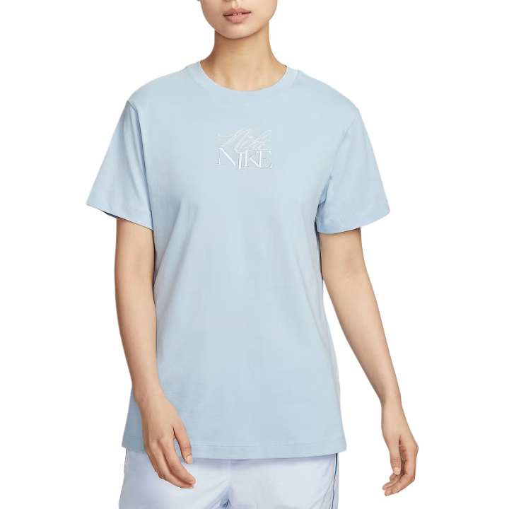 Nike Nike T Shirts Women's Lightweight Armory Blue/Soccer Gray Crew Neck Moderate