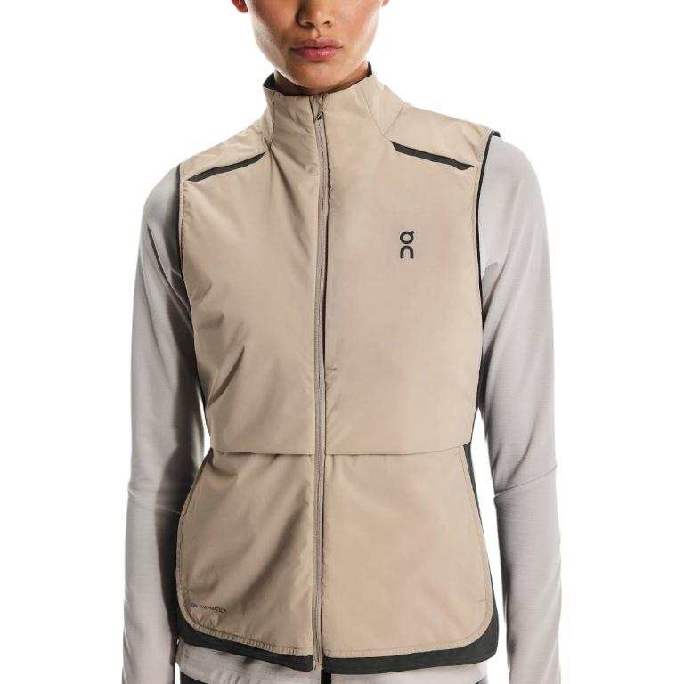 On Weather Vest Vests Women's Desert/Eclipse Black Stand Collar Moderate Other