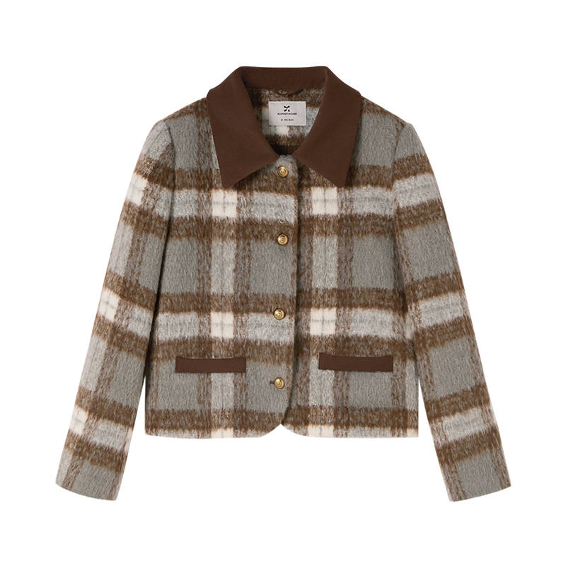 XIANGYING Cropped Coats Women's Coffee Lapel Moderate
