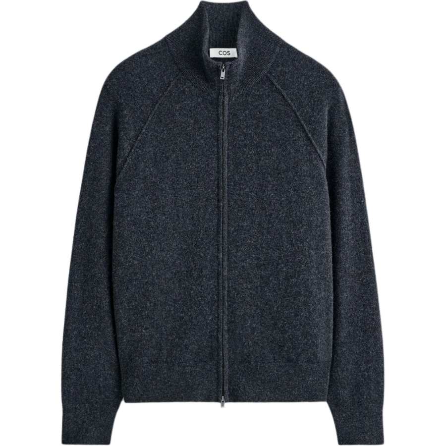 COS Cashmere Sweaters Men's Charcoal Gray Stand Collar Moderate