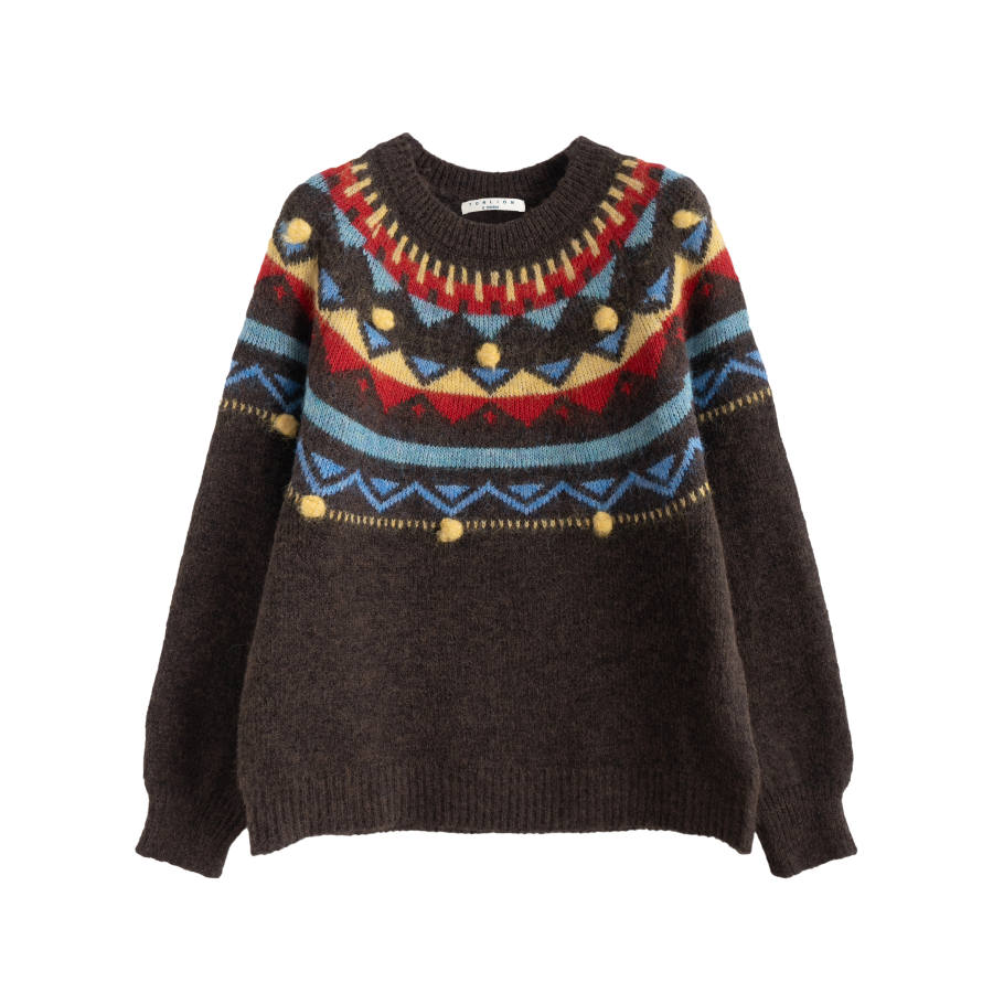 Tonlion Knitwear Women's Coffee Crew Neck Moderate
