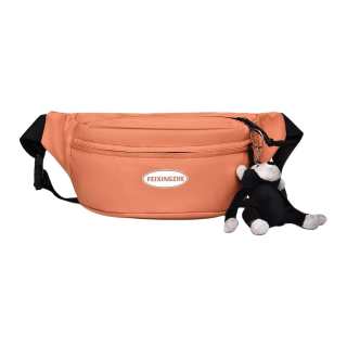 GEERDUN Nylon Crossbody Bag, Fanny Pack Regular Unisex Black/Gray/Orange Red/White/Black White