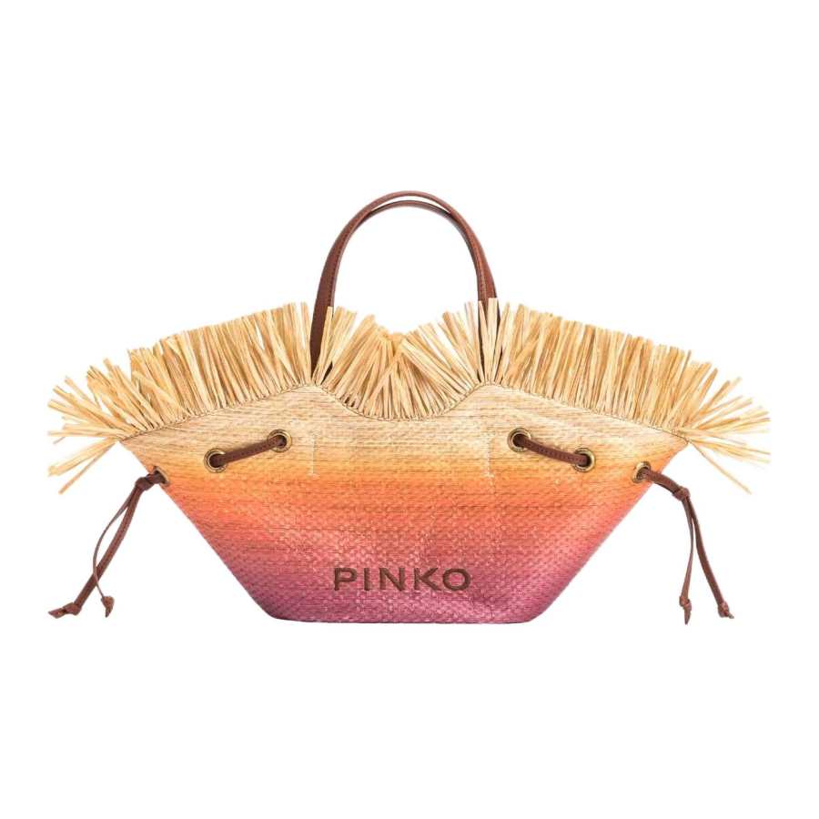 PINKO Woven Design Handbag Small Women's Beige