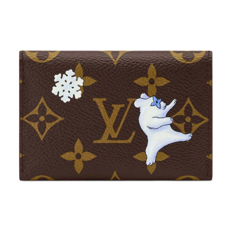 LOUIS VUITTON SLIM Coated Canvas Card Holder Women's Brown