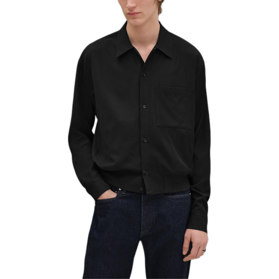 HERMES HERMES Shirts Men's Black Lapel Moderate