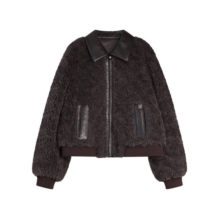 ELLE Velvet Jackets Women's Dark Gray Lapel Thickened