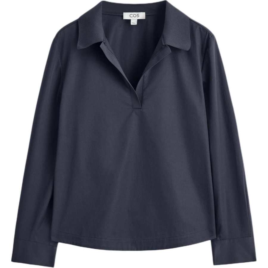 COS COS Polo Shirts Women's Navy Blue Lapel Moderate