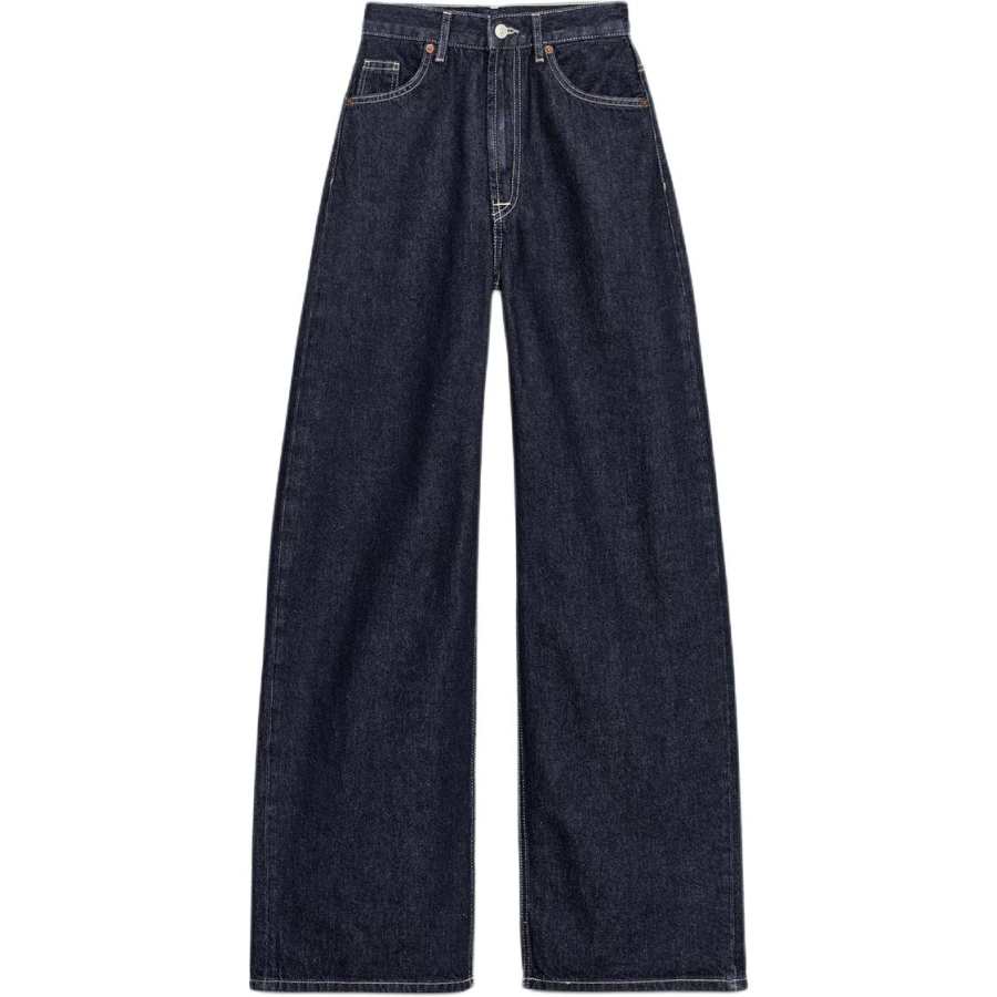 ZARA Trf Jeans Women's Dark Indigo Cyan Moderate Wide Leg Pants
