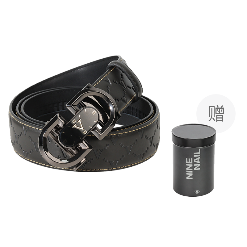 NINE NAIL Cow Leather Zinc Alloy Leather Belts Men's Width 3.5cm