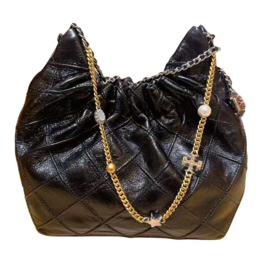 TORY BURCH Fleming Sheepskin Handbag Mini Women's Black