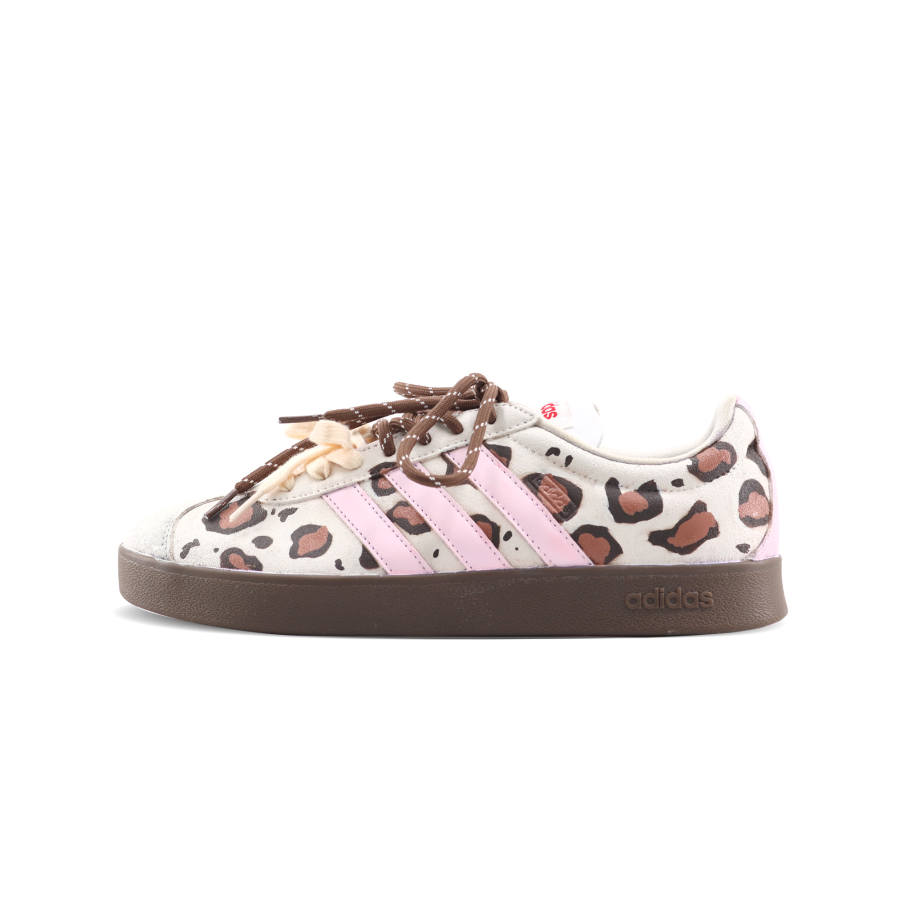 Adidas Adidas VL COURT 2.0 Pink Leopard Shadow Abrasion Resistant Low top German Army Trainers Unisex Pink Brown