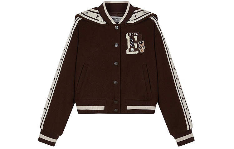 Teenie Weenie Coats Women's Brown Navy Collar Moderate