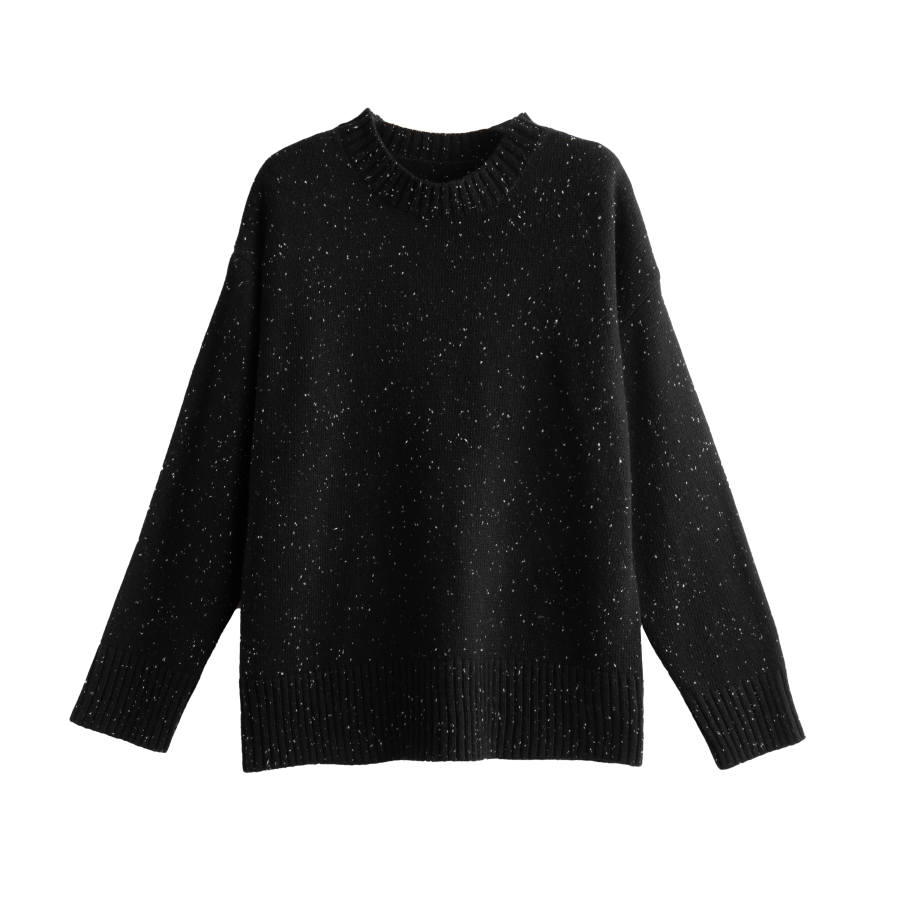 Tonlion Knitwear Women's Black Tone Crew Neck Moderate Base Layer