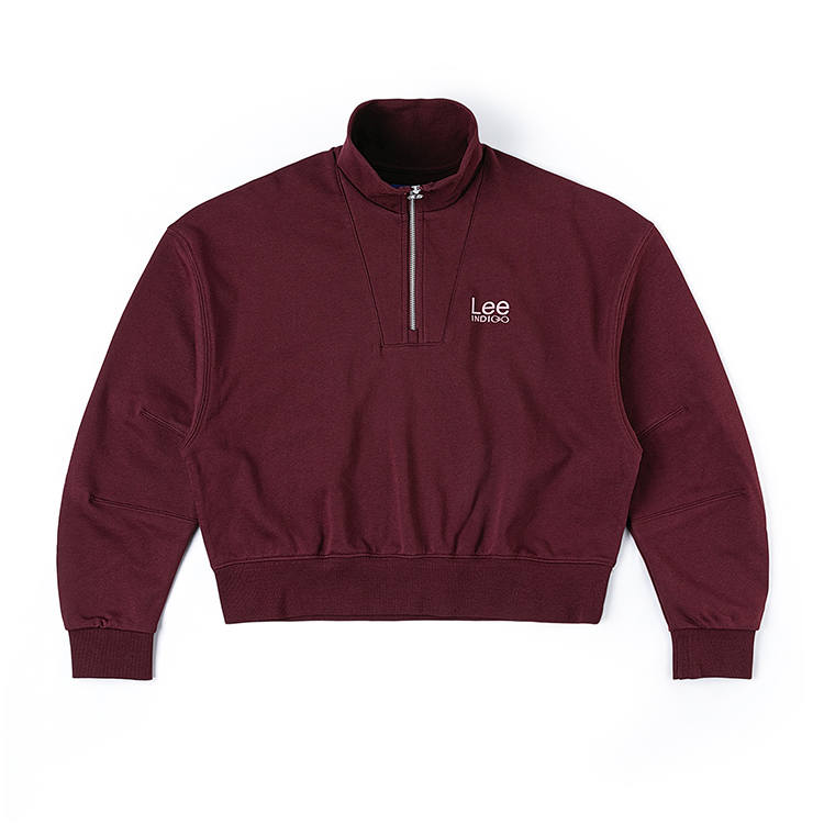 Lee Sweatshirts Women's Burgundy Half Open Collar Moderate Regular