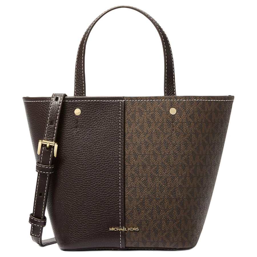 MICHAEL KORS Flora Coated Canvas One Shoulder Handbag Medium Women's Brown