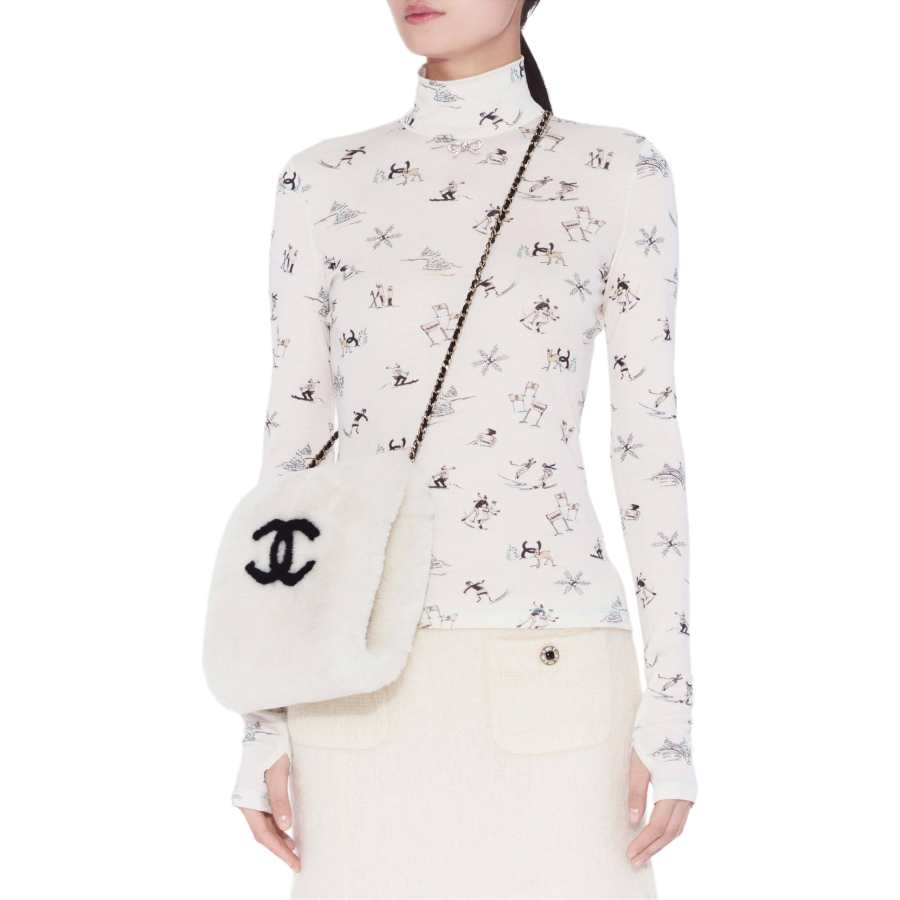 CHANEL T Shirts Women's Ivory Turtleneck Moderate