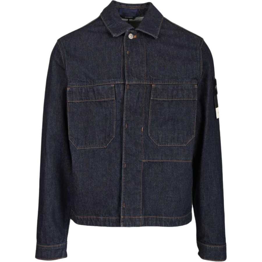 Stone Island Logo Patch Denim Shirt Jacket