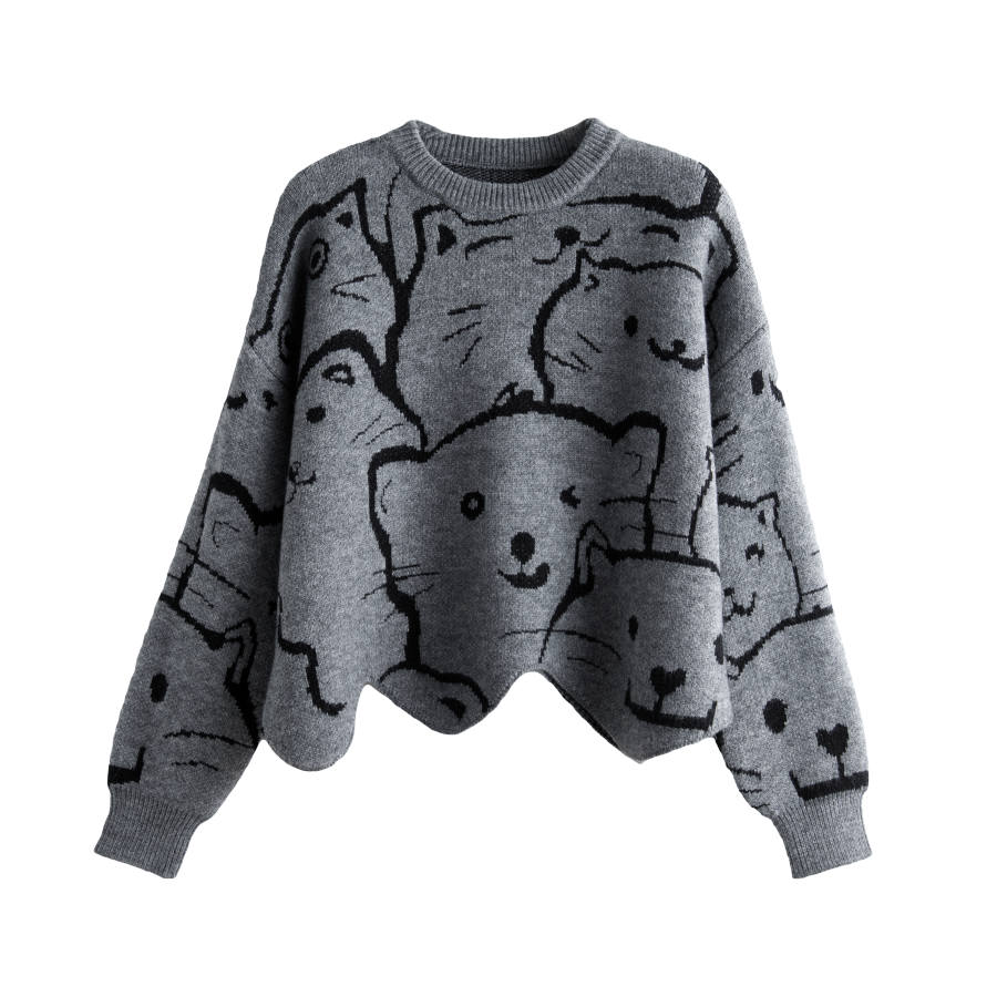 Tonlion Knitwear Women's Gray Tone Crew Neck Moderate Other