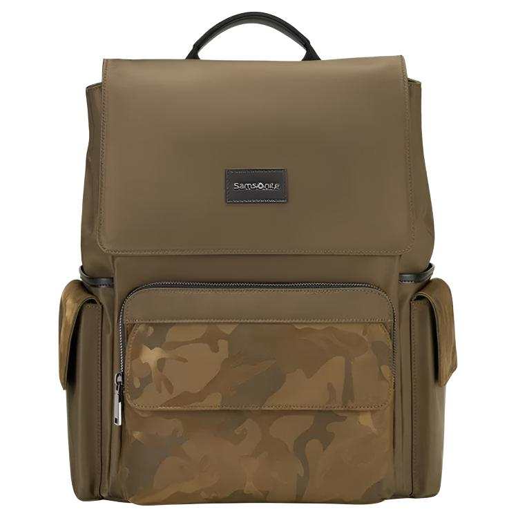 Samsonite SAMSONITE Fabric With Synthetic Leather And Cow Leather Backpack Men's Brown