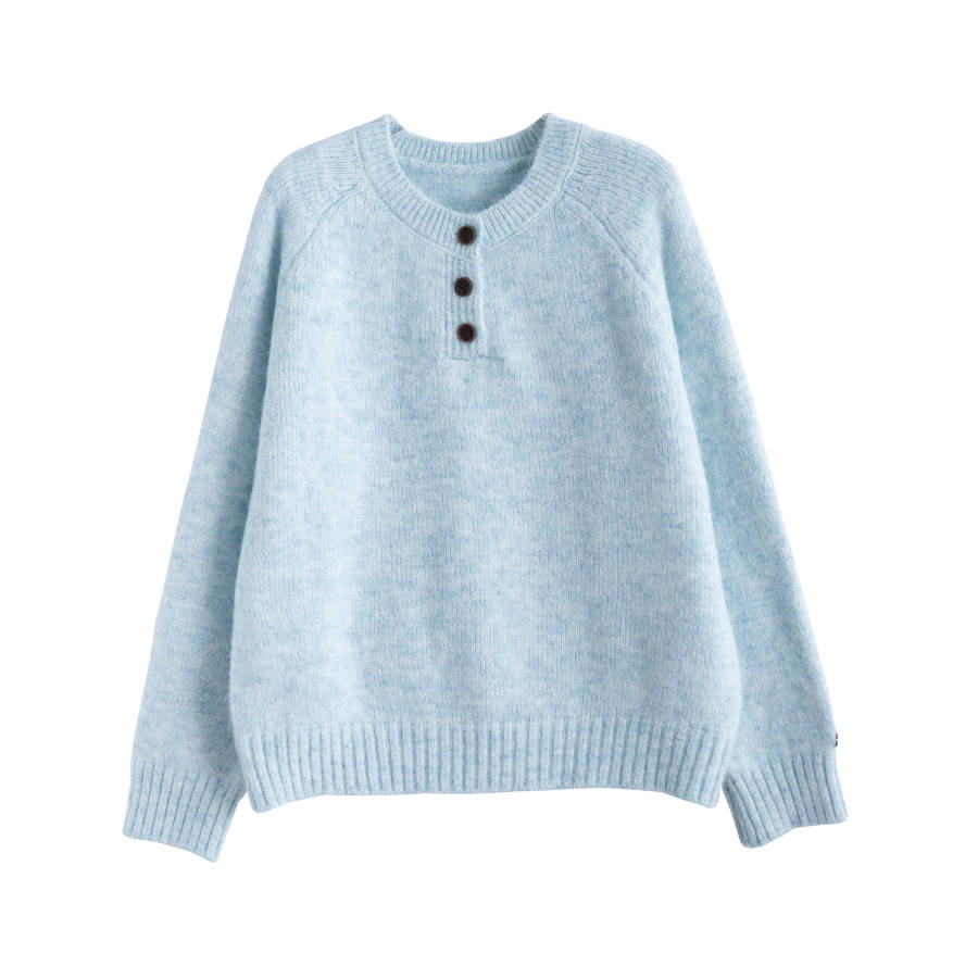 Tonlion Sweaters Women's Light Aqua Blue Crew Neck Moderate Base Layer