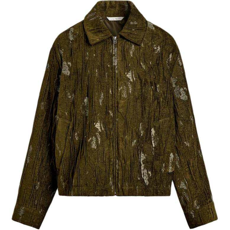 ZARA Jackets Men's Zebra Print Green Lapel Moderate Other