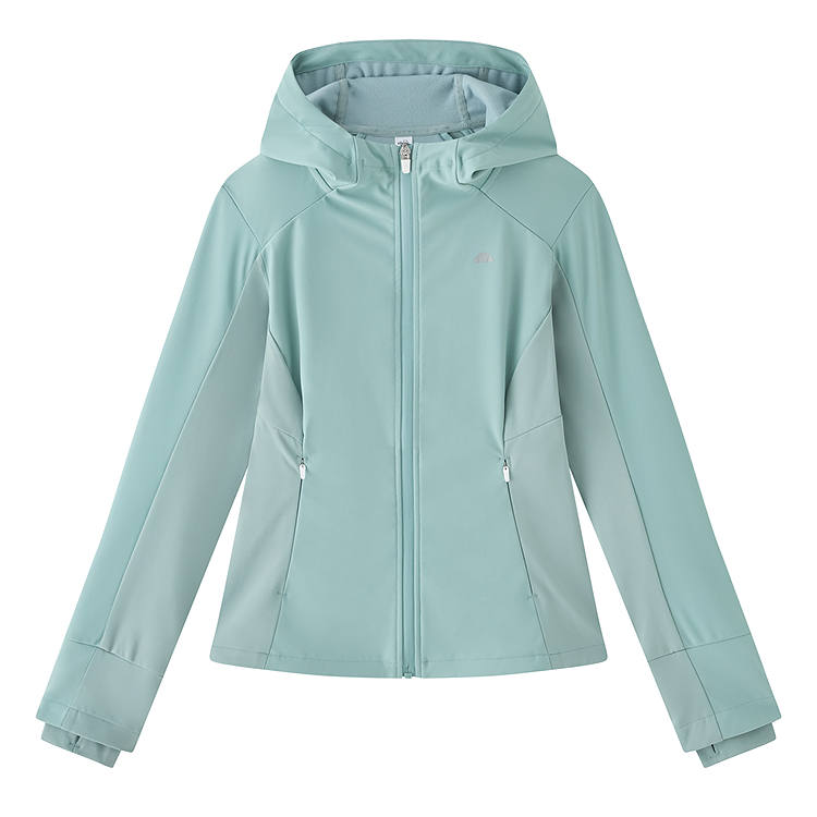 Ellesse Jackets Women's Light Gray Green Hooded Fleece Lined Soft Shell