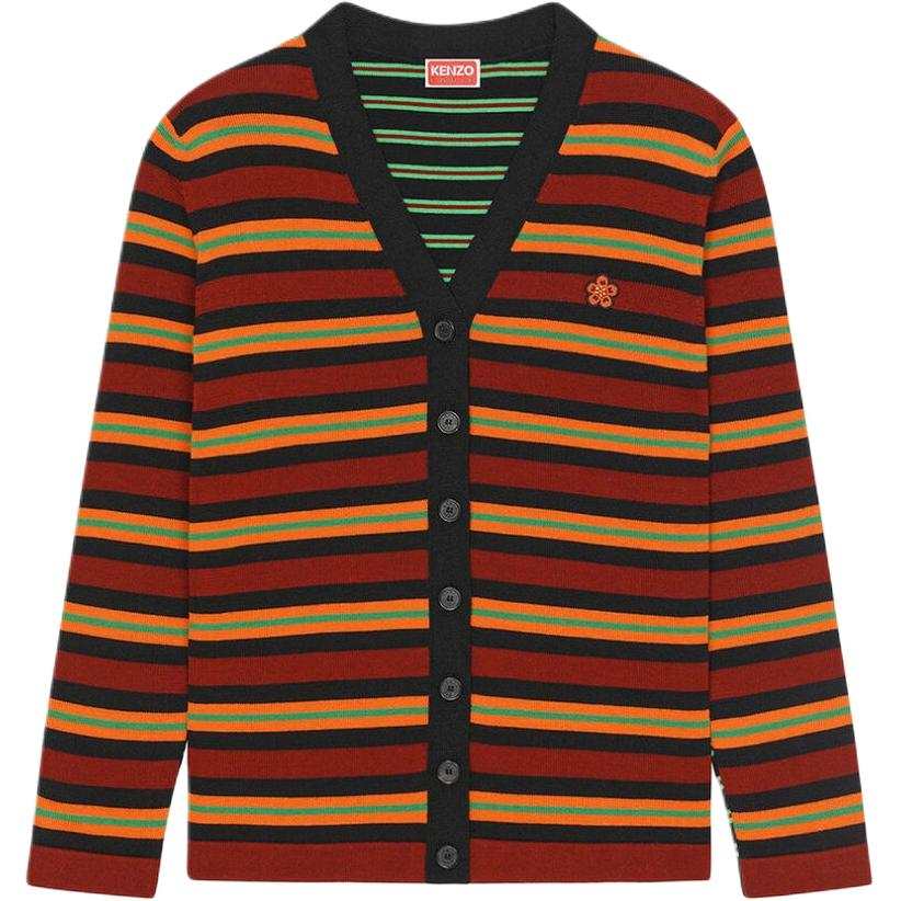 Kenzo Boke Flower Striped V-Neck Cardigan
