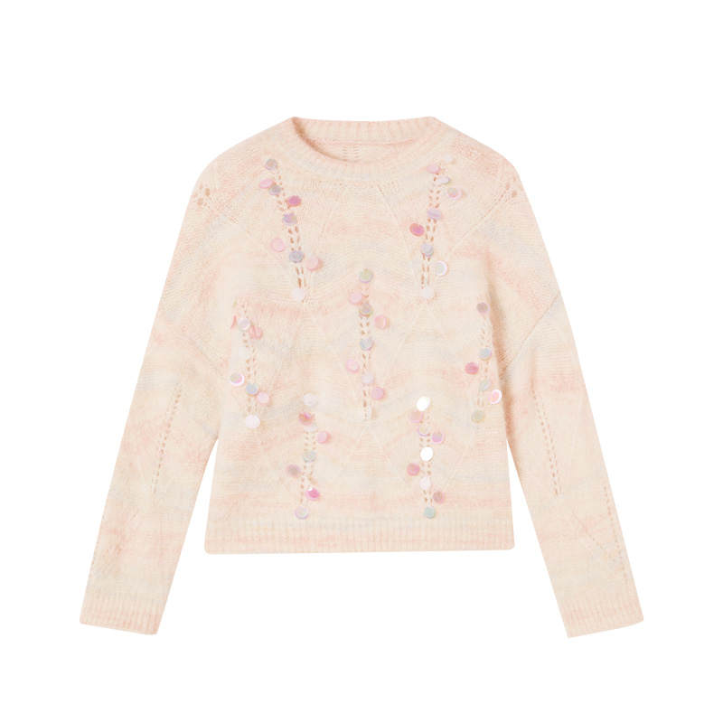 XIANGYING Sweaters Women's Light Pink Crew Neck Moderate Other