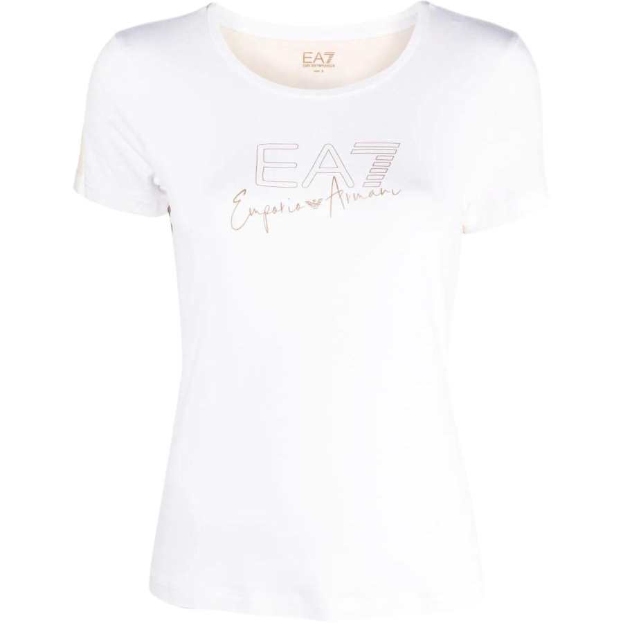 EMPORIO ARMANI Logo Printed Two-Toned Crewneck T-Shirt