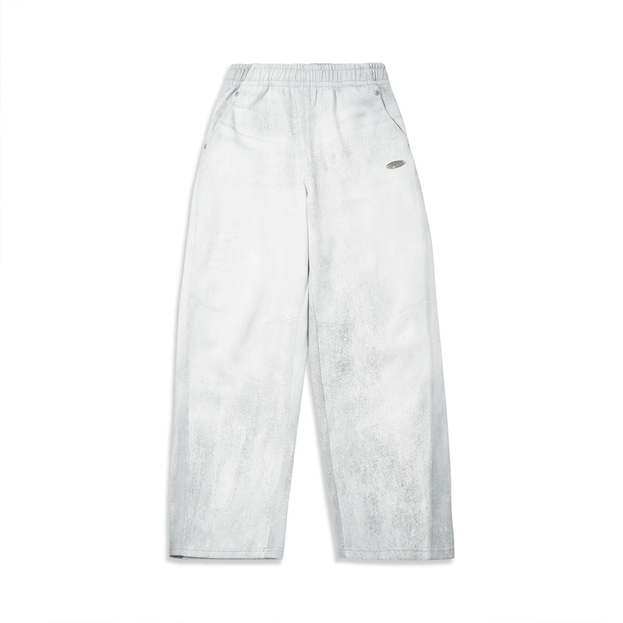 Li-Ning Li Ning Casual Pants Women's Stone Gray All Over Print Moderate Straight Fit Pants