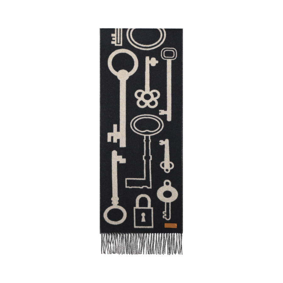 HERMES Cashmere Knit Scarves Unisex Dark Blue